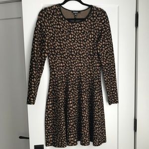 DKNY leopard print jacquard fit n’ flare dress